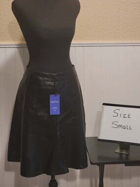 Chouyatou Brown Faux Leather A Line Skirt Size